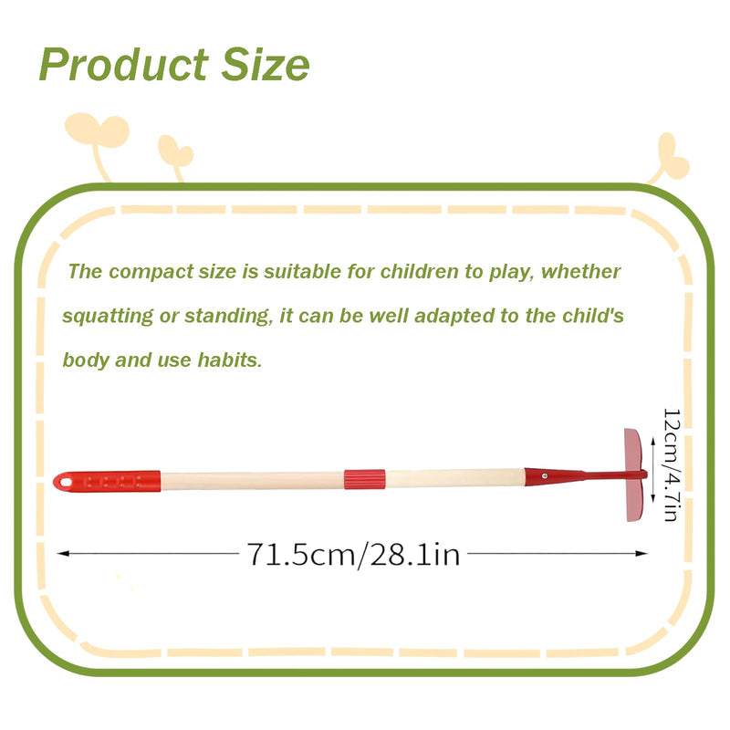 Kids Garden Lawn Hoe-Small Wooden Handle Hoe with Metal Head, 31 inches/ 79 cm Length, for Kids Garden Labor Tool (Red) Red