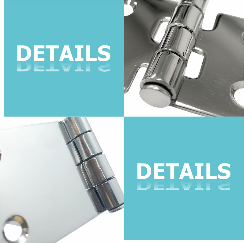 Boat Stainless Steel Strap Hinges for Marine RV Skylight Locker Hatch and Door, Heavy Duty, Round Side Top Mount 5-5/8" x 1-1/2" (6 PCS) 6