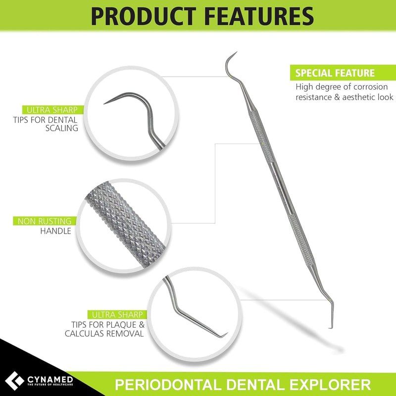 CynaMed Dental Tools Oral Care Kit (5-Pack) – Stainless Steel Dental Pick, Tartar Scraper, Scaler, Tweezers, and Mouth Mirror for Personal & Pet Use Pack of 5