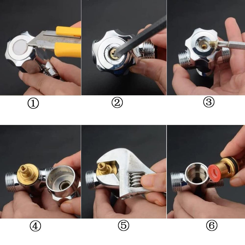 Faucet Ceramic Cartridge Valve, G1/2" Brass Tap Ceramic Disc Cartridges Replacement for Hot Cold Water (Type F2- H49mm) Type F2- H49mm
