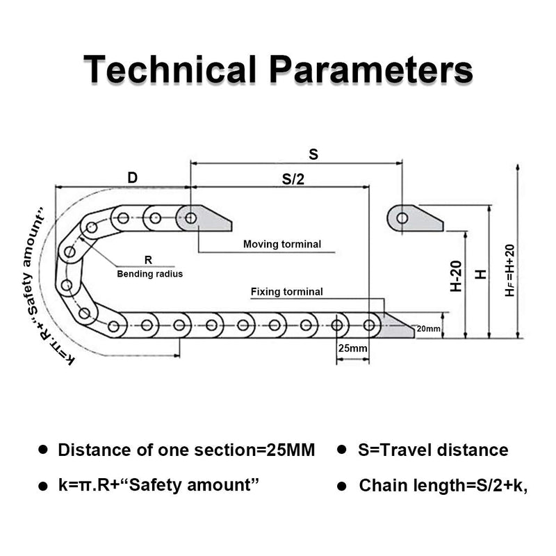 R28/38 15mm x 15mm(Inner H x Inner W) Black Plastic Cable Wire Carrier Drag Chain 1M Length for CNC, with End Connectors - Semi Enclosed Type (Inner side openable) 15*15B