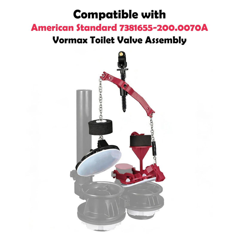 Toilet Flapper Replacement Kit Compatible with American Standard 7381657-200.0070A Vormax Toilet, Dual Flapper Design with Silicone Seal & Metal Chain, Water-Saving Toilet Repair Parts