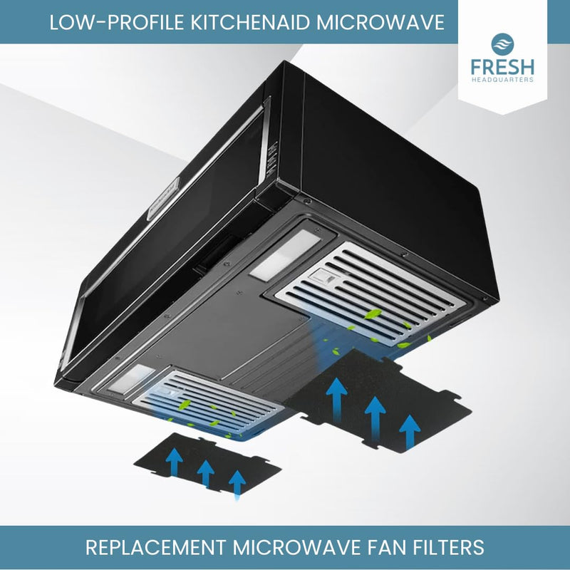 2PK Replacement Activated Charcoal Air Filters for Microwave Oven – Compatible with Kitchen Aid and Whirlpool Over The Range Microwave Hood Models Made in USA (Notched 9.75"x7.25") Notched 9.75"x7.25"