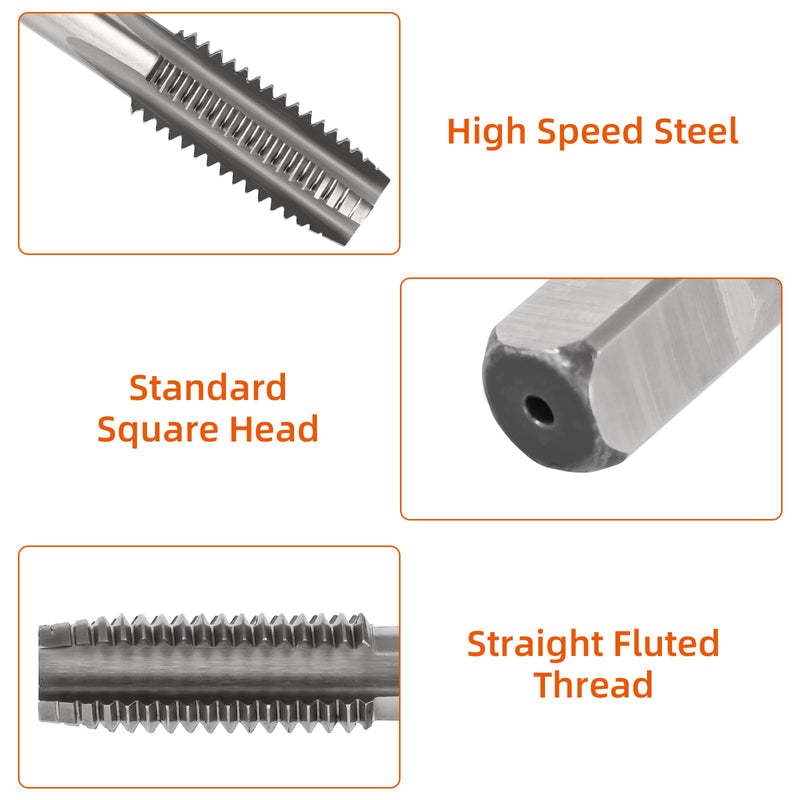 3/8-24 UNF Thread Tap, HSS Machine Tap Right Hand, Straight Fluted Thread Milling Taps, 1 PCS 3/8-24 UNF