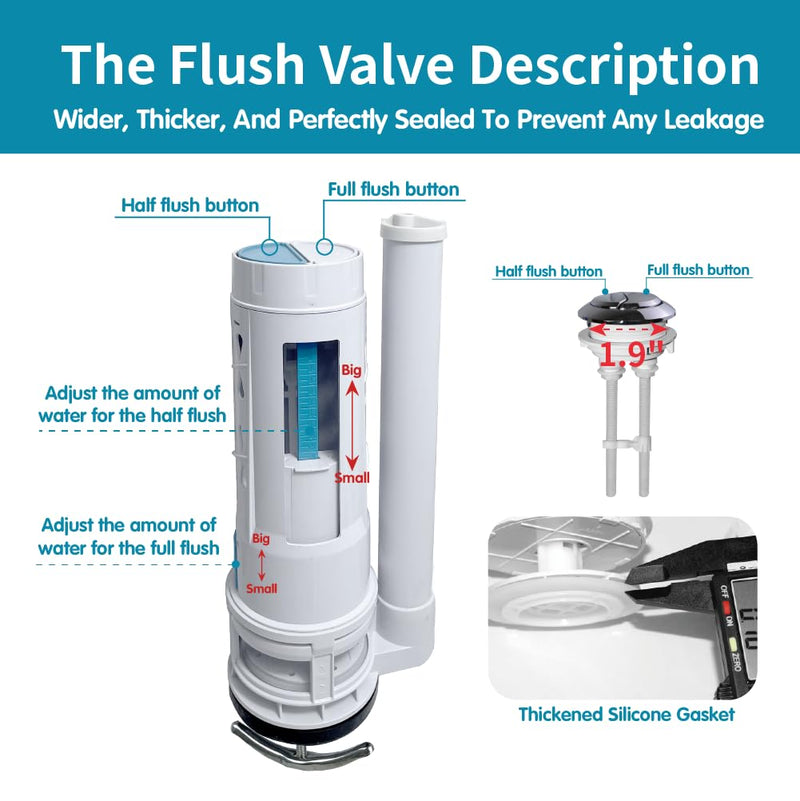 2-Inch Complete Dual Flush Valve Replacement Kit 2 inch - 10 inch