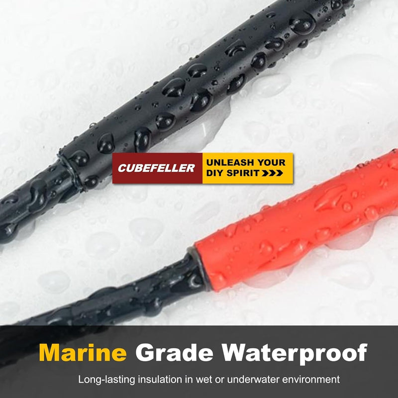 CUBEFELLER® 3:1 Ratio 3/8 Inch (9.5mm) Black Heat Shrink Tubing - 20ft (6.1M Total Length), Marine Grade Waterproof Adhesive Lined, Insulation Sealing Oil-Proof Wear-Resistant,ET2095B 9.5mm (3/8") - 20ft 1