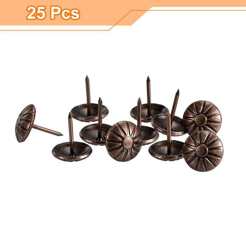 uxcell Upholstery Tack Nail Pins Furniture, 100Pcs 16x20mm Thumb Tack Pins Assortment Kit Carbon Steel for Home Sofa DIY Decorative Nail Heads Nails, Red Bronze 100