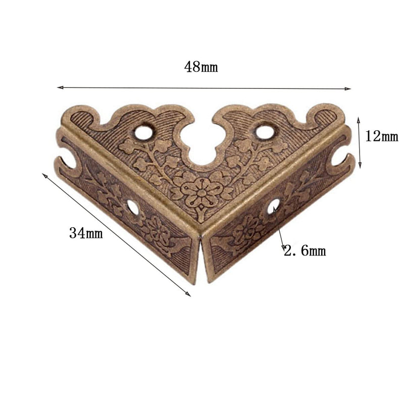 dophee 4Pcs Decorative Corner Protectors, Retro Style Edge Safety Guards Covers for Picture Frame Album Jewelry Box Gift Box Wooden Case Chest Tables Cabinet Furniture, 1.34"x1.34"-Antique Bronze Antique Bronze