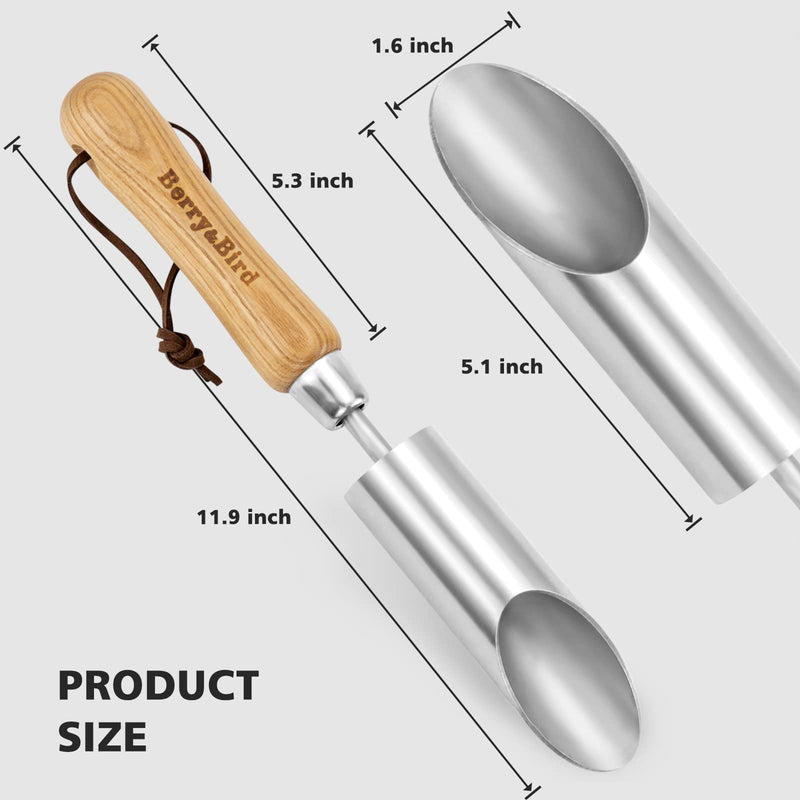 Berry&Bird Bulb Planter Tool, 12" Garden Bulb Transplanter Tool, Stainless Steel Manual Hole Digger with Wooden Handle, Transplanting Agricultural Dibble Tool for Seed Planting & Flower Planter 12" Bulb Planter Tool