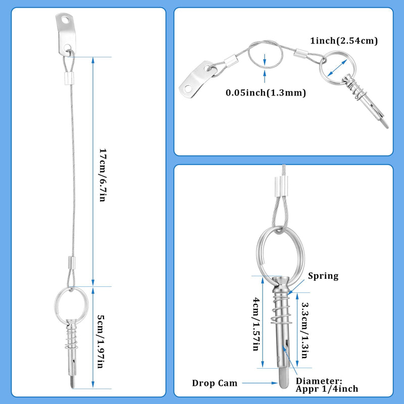 10 Pack 1/4" Quick Release Pins Diameter Bimini Top W/Lanyard Prevent Loss 316 Stainless Steel Pin for Boat Tops Yachts and Support Poles Sailboat Accessories Marine Hardware