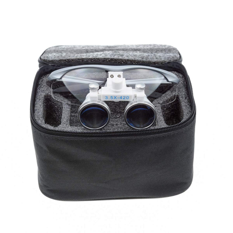 BoNew-Oral 3.5X420MM Surgical Binocular Loupe Magnifier Antifog Loupes Surgical Magnifier Optical Glasses (Silver) Silver