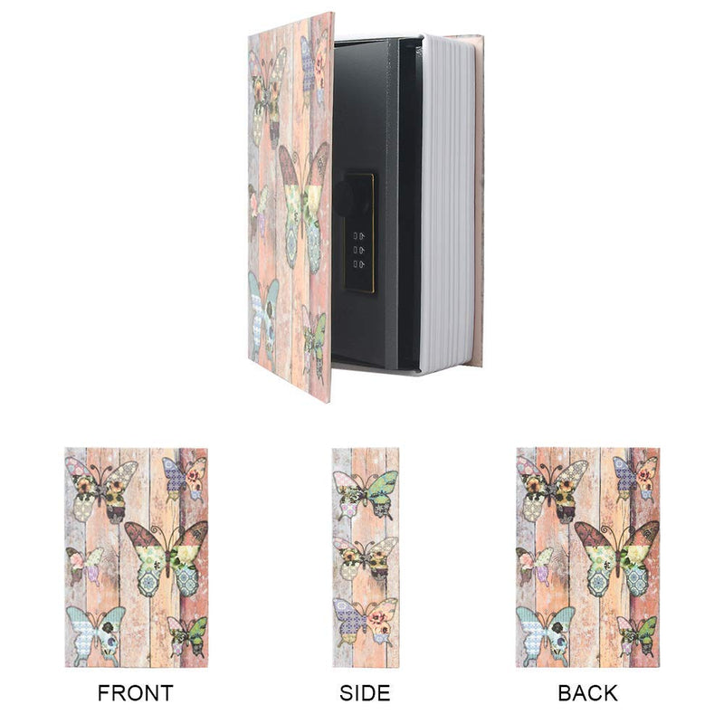 PACOLO Small Sized Diversion Book Safe Storage Box, Dictionary Secret Safe Metal Can with Security Combination Lock/Key, Diversion Book Hidden Safe (Combination, Butterfly) Butterfly-Combination