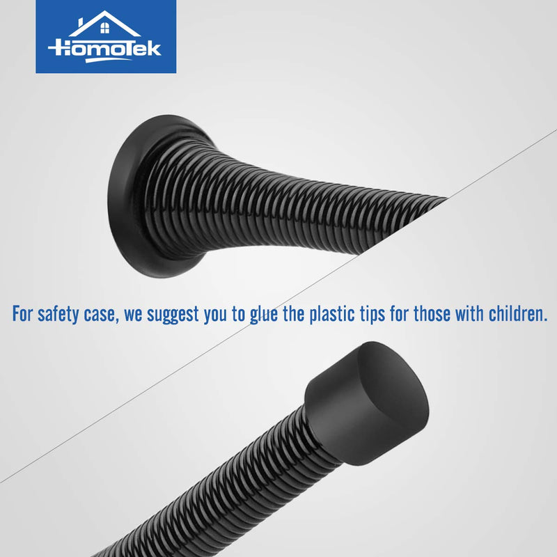 HOMOTEK 30 Pack Black Spring Door Stops,3-1/8" Heavy Duty Door Stop - Flexible Spring Door Stopper with Low Mounted Black Rubber Bumper Tips