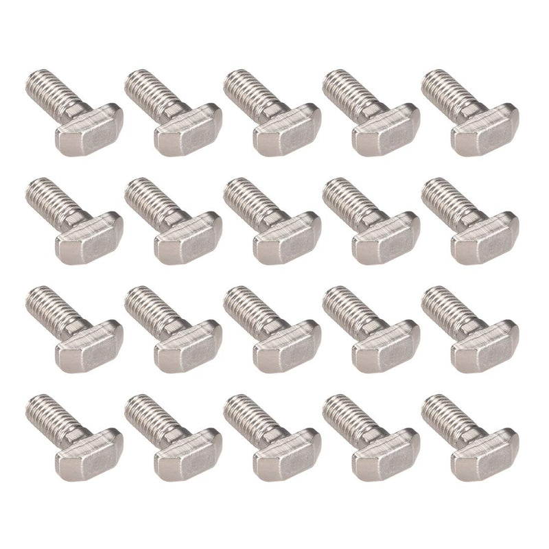 uxcell M8x20mm T-Slot Drop-in Stud Sliding Screw Bolt Carbon Steel 20pcs for 40 Series European Standard Aluminum Profile 20mm 20