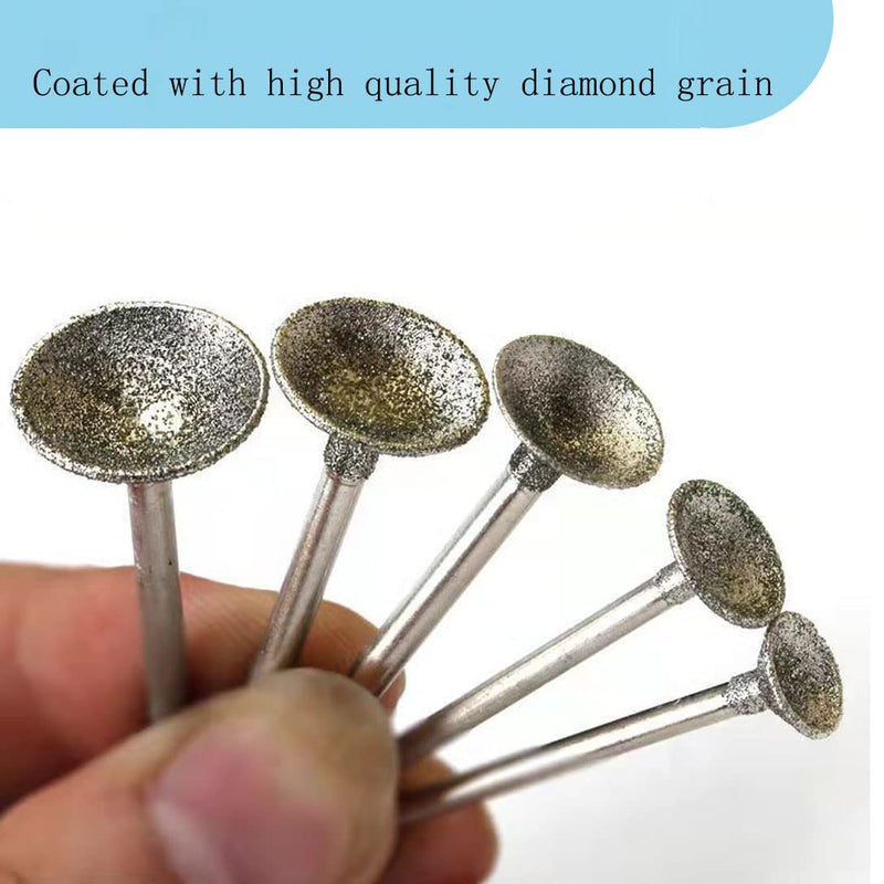 Bowl Shape Diamond Burr - 3/32'' Shank Diamond Burs Wire Rounder Bits fits Rotary Tool (Pack of 13)