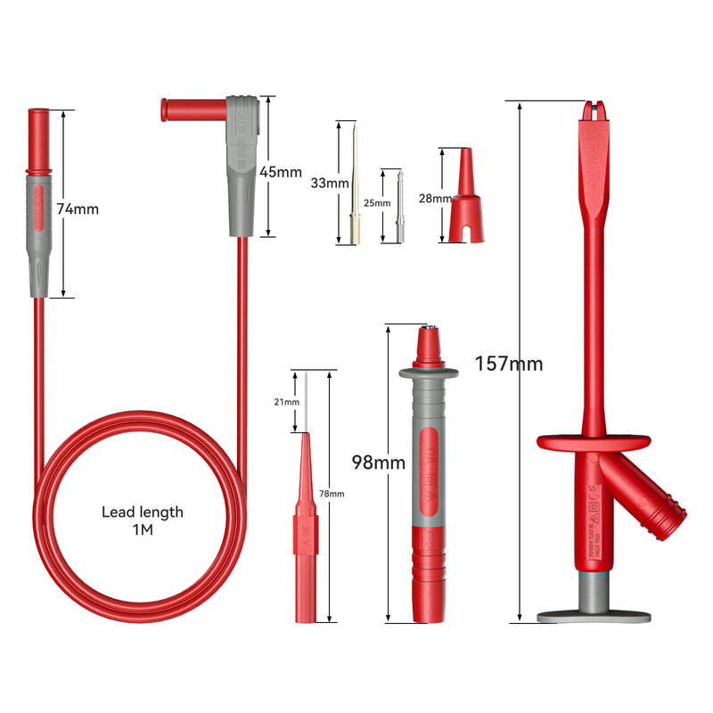 Goupchn 16PCS Multimeter Test Leads Kit with High Voltage Alligator Clip Test Hooks, Wire Piercing Probes, Replaceable Precision Sharp Probes for Electrical Testing 1000V 10A