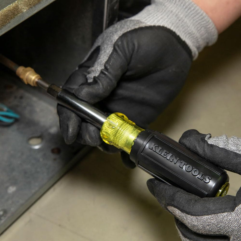 Klein Tools 32527 Multi-Bit Screwdriver / Nut Driver, 11-in-1 with Phillips, Slotted, Square, and Schrader Bits and Nut Drivers Kit Multi-Bit Screwdriver/Nut Driver