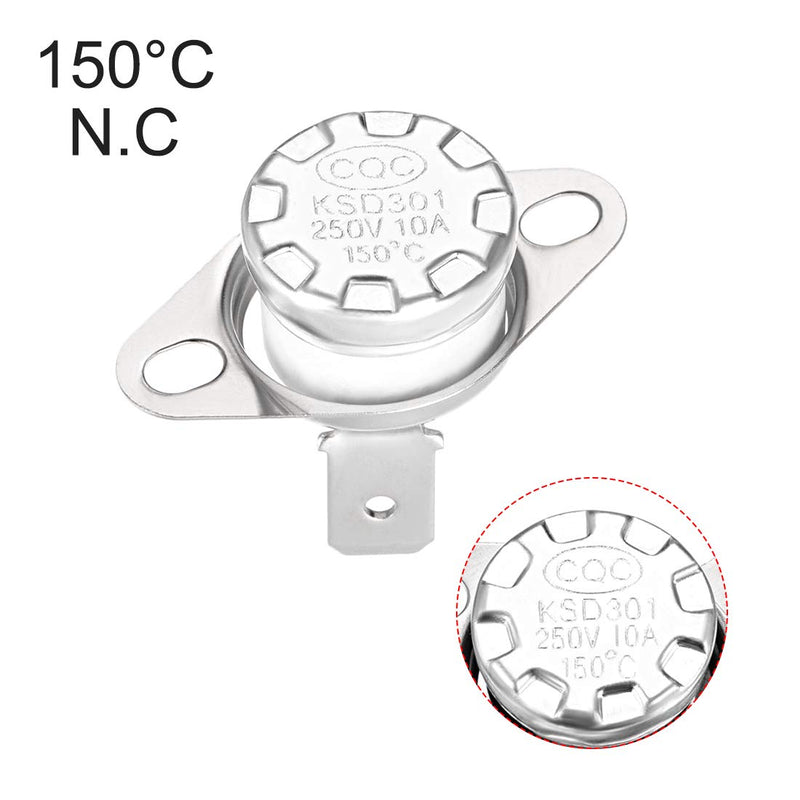 uxcell KSD301 Thermostat 150°C/302°F 10A Normally Closed N.C Adjust Snap Disc Temperature Switch 2pcs