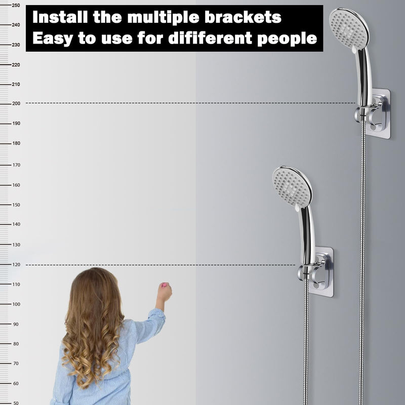 NearMoon Self Adhesive Shower Head Holder-Adjustable Handheld Shower Holder NO Drilling Wall Mount Waterproof (1 Pack, Chrome Finish) 1