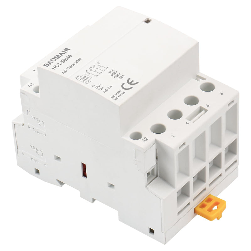 Baomain 110V AC 4-Pole Modular Contactor, 50A 4NO Normally Open, DIN Rail Mount for HVAC, Motor, Pump & Lighting Control BCT-50/40, HC1-50/40-110VAC 110 VAC