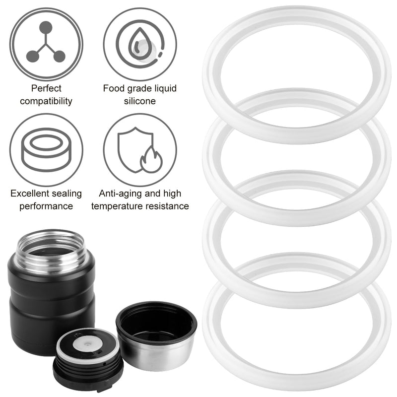 4pcs Replacement Rubber Gaskets Compatible for Thermos Stainless King 16 & 24 Ounce, Silicone Ring Seal Parts O-Ring Parts Compatible for Thermos Stainless King Food Jar BPA Free Accessories