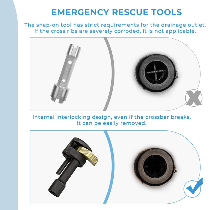 Tub Drain Removal Tool, 3/8 in Ratchet Drive, Gold | Heat-treated steel body supports stable torque for stubborn bathtub, sink, and floor drain work.