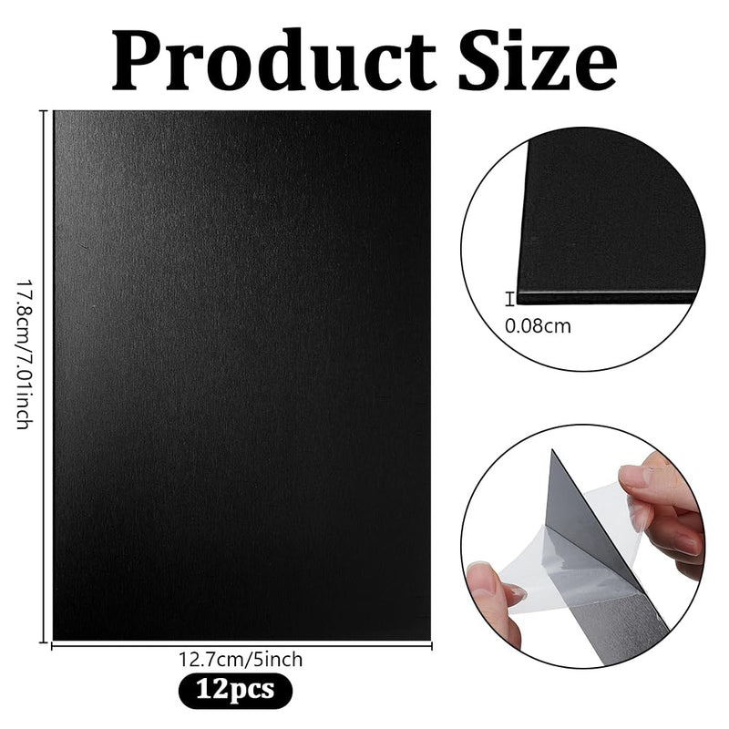 OLYCRAFT 12Pcs Black Aluminum Sheets 5x7x1/32(0.0315") Inch Aluminum Engraving Blanks Plate 0.8mm Thin Heat Treatable Metal Plates Rectangle Sheet for Crafting DIY House Decoration Laser Engraving One Size 12