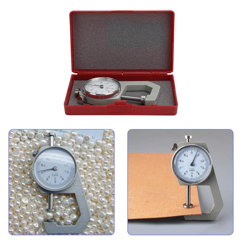 Joyzan Dial Thickness Gauge, Portable Measuring Thickness Tester Accuracy | Flat Pointed Head Meter Precise Reading Indicator Tool 0 to 20mm Jewelry Leather Board Cloth Sheet Paper Film Wire 0.1mm