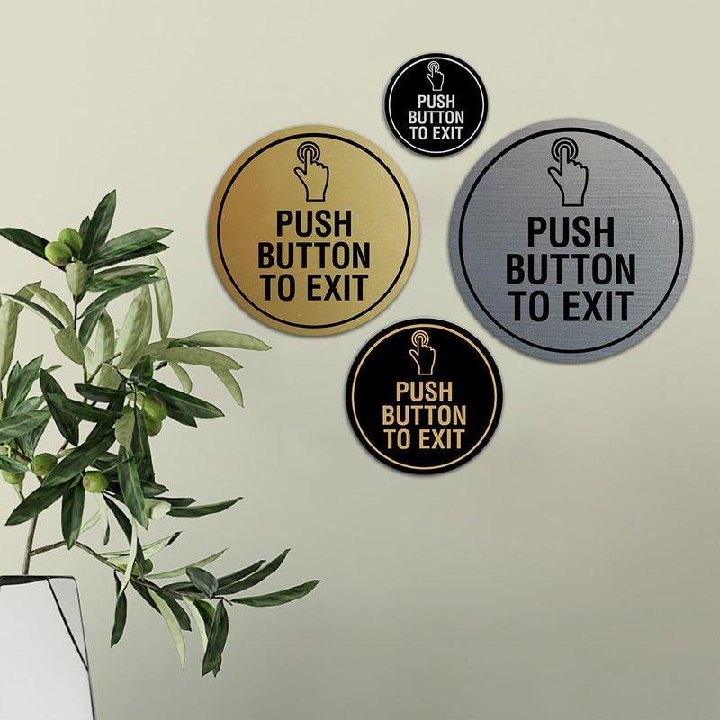 Signs ByLITA Circle Push Button To Exit Sign (Red) - Small (5 Pack) 4"- Small (5 Pack) Red