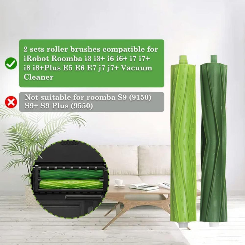 Replacement Parts accessories Compatible for iRobot Roomba i3 i3+ i4 i6 i6+ i7 i7+ i8 i8+/Plus E5 E6 E7 I,E &J Series Vacuum Cleaner,1 Set Rubber Brushes 4 HEPA Filters & 4 Side Brushes 1+4+4