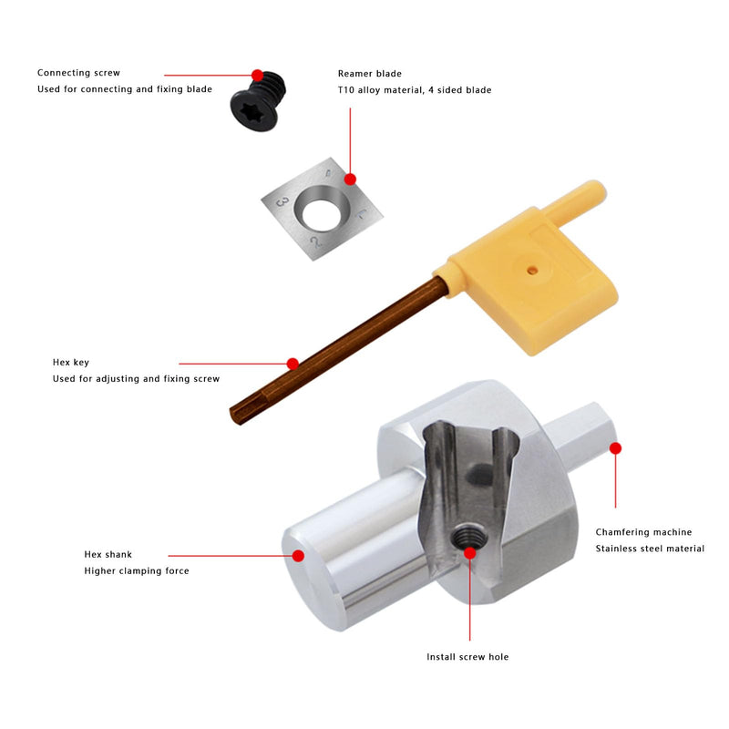 Bench Dog Hole Chamfer Reamer Tool Stainless Steel T10 Alloy Blade 20mm Holes 9mm Hex Shank Woodworking - NewNest Australia