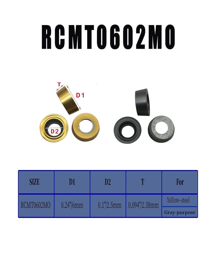3/8",1/2" CNC Face Milling Turning Lathe Tool Holder SRACR1010/1212H06 with10pcs RCMT0602MO (R3) Carbide Turning Inserts Round milling Inserts (R3 Inserts with 2pcs Holders) R3 inserts with 2pcs holders