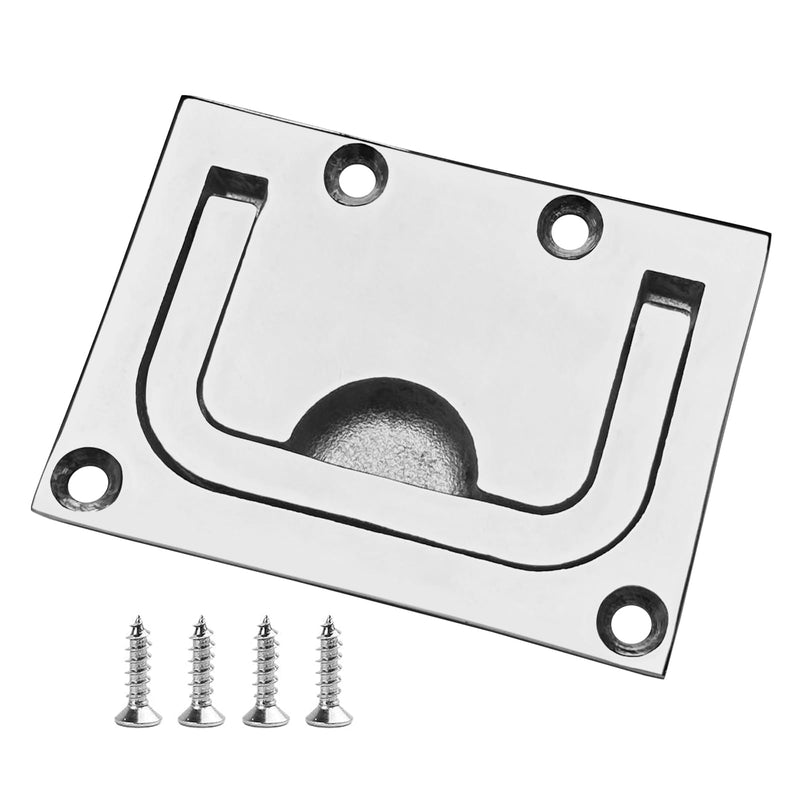 4Pcs Marine Grade 316 Stainless Steel Flush Lifting Handle Door Pull with Mount Screws for Boat Deck Hatch Handle and Home Furniture Recessed Pull Handle（3 x 2.3inch）