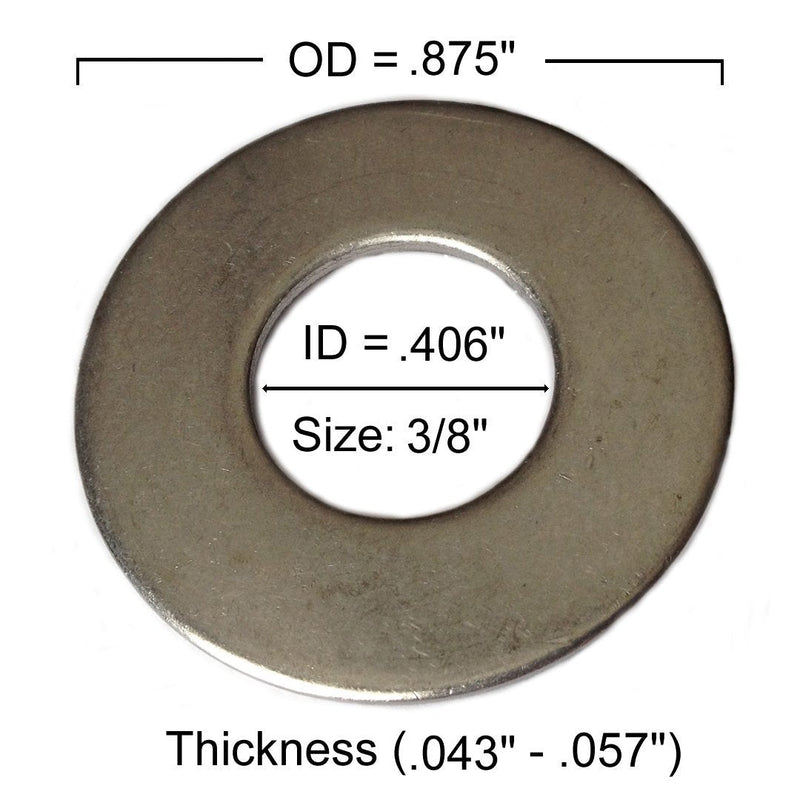 Type 316 Stainless Steel Common Flat Washers Size 3/8" (pack of 100pcs) Marine Bolt Supply 3/8"