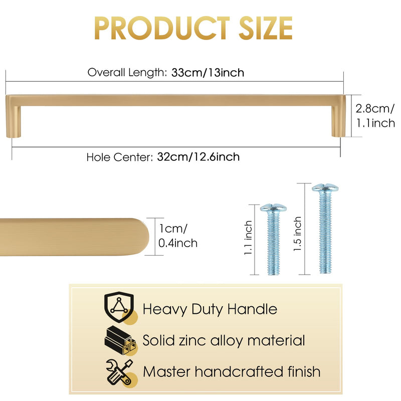 Champagne Bronze Zinc Alloy Solid Cabinet Pulls 12-3/5 Inch(320mm) Hole Center,Heavy Duty Drawer Handles Cabinet Hardware for Bedroom,Dresser,Kitchen 6 Pack 8521 12-3/5 in Hole Centers Champagne Bronze