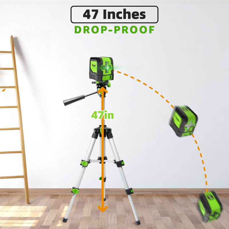 HUEPAR Laser Level, 100ft Self-Leveling Green Cross Line Laser for Picture Hanging, Tile, Decoration & DIY Indoor Construction – 360° Magnetic Base & Battery Included 9011G Green Laser Level