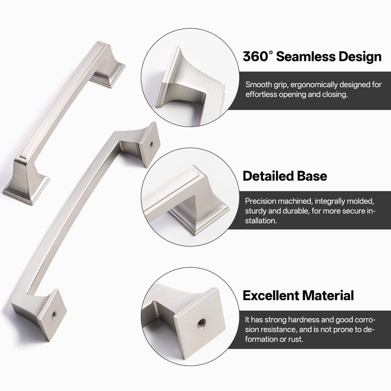 Liron Hardware 10 Pack Sleek Cabinet Handles for Cabinet Cupboard 5 Inch (128mm) Kitchen Drawers Pulls Brushed Nickel 5 Inches (128mm) Hole Center