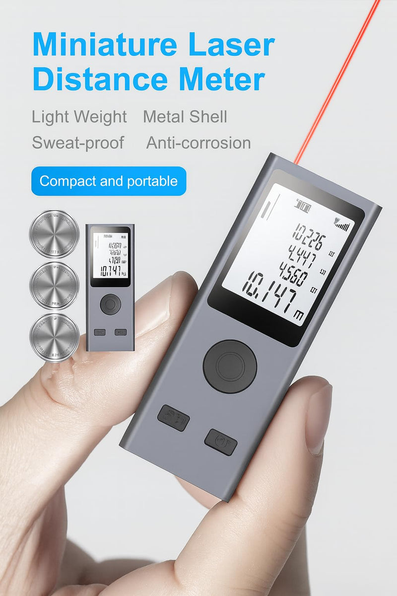 Rangefinder Laser Distance Measuring Device | 98ft Range | Digital Range Finder USB Rechargeable | ±0.078mm Accuracy, HD Backlit Portable Laser Tape | Handheld Smart Measure Device m/in/ft (30M/98ft)