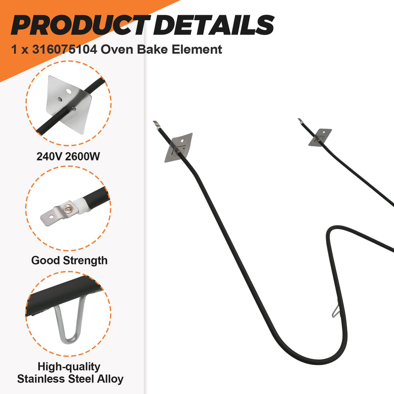 316075104 Oven Bake Heating Element Replacement by Beaquicy for Frigi-daire, Ken-more Range Replaces Numbers 316075103, 3203534, 09990062, 316075100, 316075102, 316282600