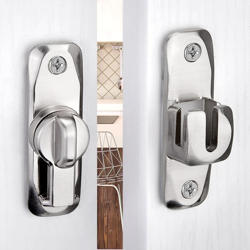 Barn Door Latch, 90/180 Degree Gate Lock, Zinc Alloy Right Angle Latch, Flip Gate Hardware, Sliding Door Lock for Cabinets, Bathrooms, Barn Doors - Silver (1 Pack) silvery_1 Pack