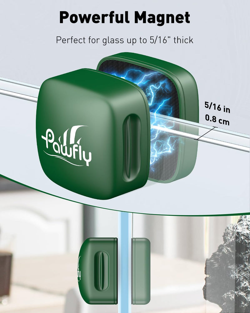Pawfly Aquarium Magnet Glass Cleaner, Magnetic Fish Tank Cleaner, 1.5" Mini Algae Scrubber for Glass Aquariums, Strong Magnetic Brush Cleaning Tool for Glass Fish Tanks up to 10 Gallons 1.5'' - Classic Green
