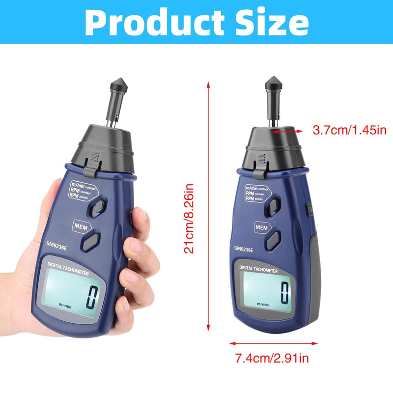 Digital Tachometer DT6236E Digital Tachometer Non Photo Tachometer 5 Digits 18 mm RPM Tach LCD Rotation Meter Gauge Tester