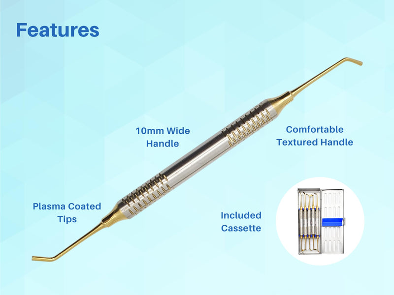 Sinus Lift Kit (5 pcs) in Stainless Steel Cassette Gold Plated for Implant Dental use by Wise Linkers