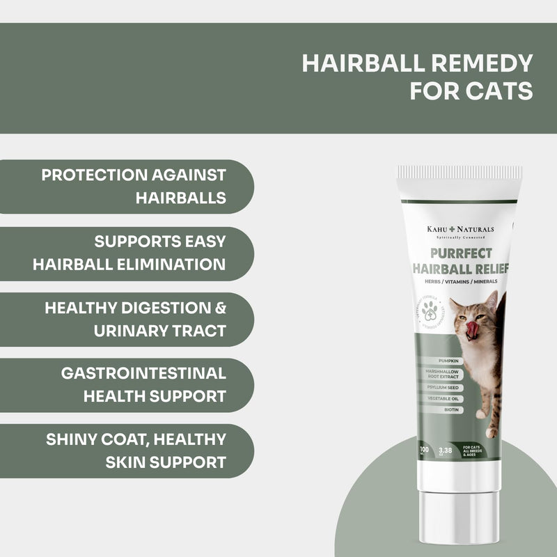 Purrfect Hairball Relief for Cats – Malt Paste with Psyllium, Slippery Elm & Biotin – Hairball Control & Healthy Digestion – 3.38 oz