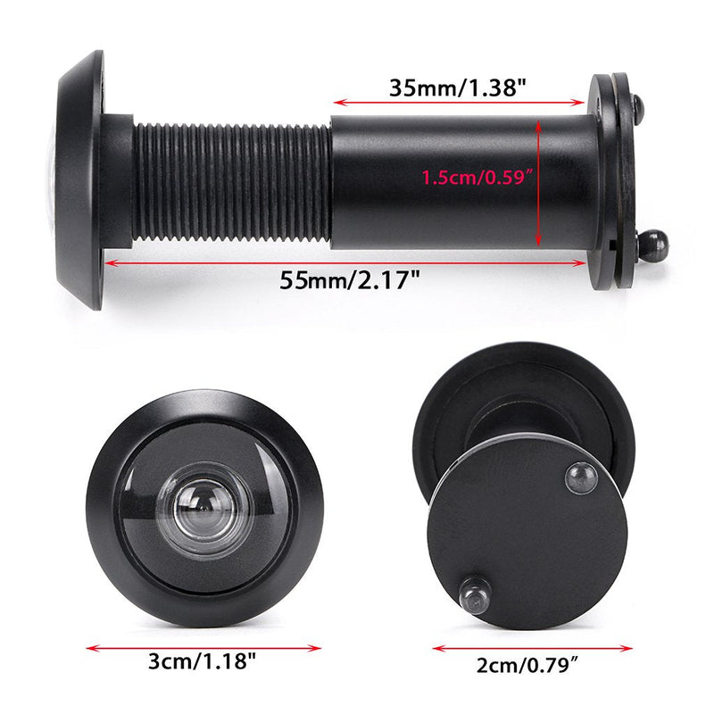 Sumnacon Safety Door Viewer,Solid Brass 220-degree Door Viewer/Peephole with Heavy Duty Rotating Privacy Cover for 1-3/8" to 2-1/6" Doors, Sturdy Door Viewer for Home Office Hotel (Black) 22mm Black
