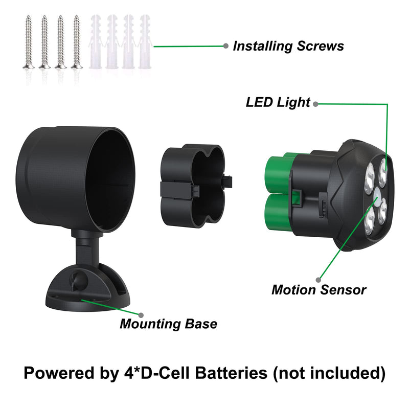 Motion Sensor Outdoor Lights, Battery Operated Outdoor Light, 600LM Motion Detector Lights for Outside, 6000K LED Security Light Battery Powered Spotlight for House Wall, Black(2 Pack) 2 pack