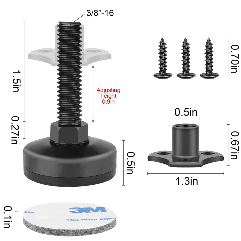 Anwenk Adjustable Leveling Feet Furniture Levelers Table Feet Heavy Duty Leg Levelers for Cabinets Sofa Tables Chairs,Support 1320LBs, T-Nut Kit 3/8”-16 Thread, Large Base- 4 Pack, Black 4pack Leveling Feet - NewNest Australia