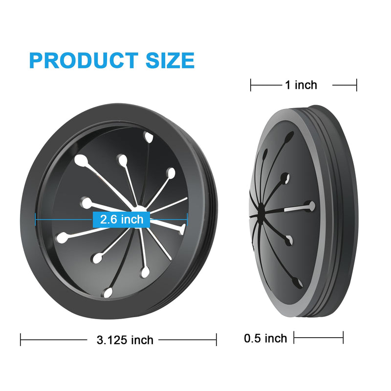 3 Inch Garbage Disposal Splash Guard with Garbage Disposal Cover for Sink, Rubber Garbage Disposal Drain Cover and Food Waste Disposal Splash Guard for Whirlaway, Waste King, and GE Models Black 1+1