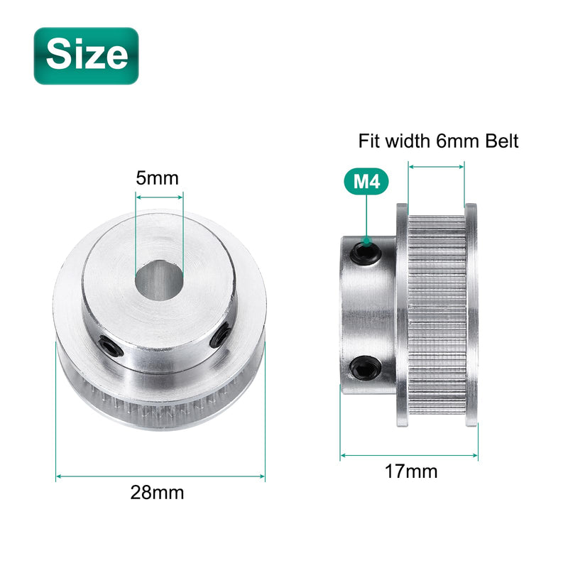 uxcell 4pcs GT-2 40T Pulley Synchronous Wheel 5mm Bore, Aluminum Timing Pulley 40 Teeth, Fit Width 6mm Timing Belt for 3D Printer CNC Machine