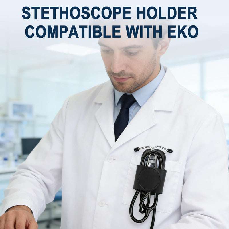 Stethoscope Holder Compatible with EKO,PU Leather | Lightweight,Medical Core 500 Digital Stethoscope Accessory for Physicians, Nurses & Students